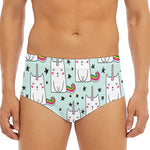 Cute Unicorn Cat Pattern Print Men's Triangle Swim Briefs