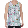 Cute Unicorn Cat Pattern Print Men's Velvet Tank Top