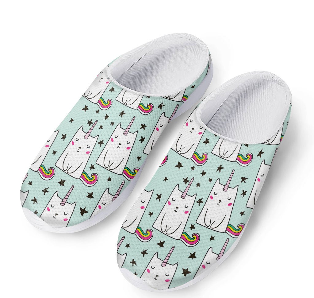 Cute Unicorn Cat Pattern Print Mesh Casual Shoes