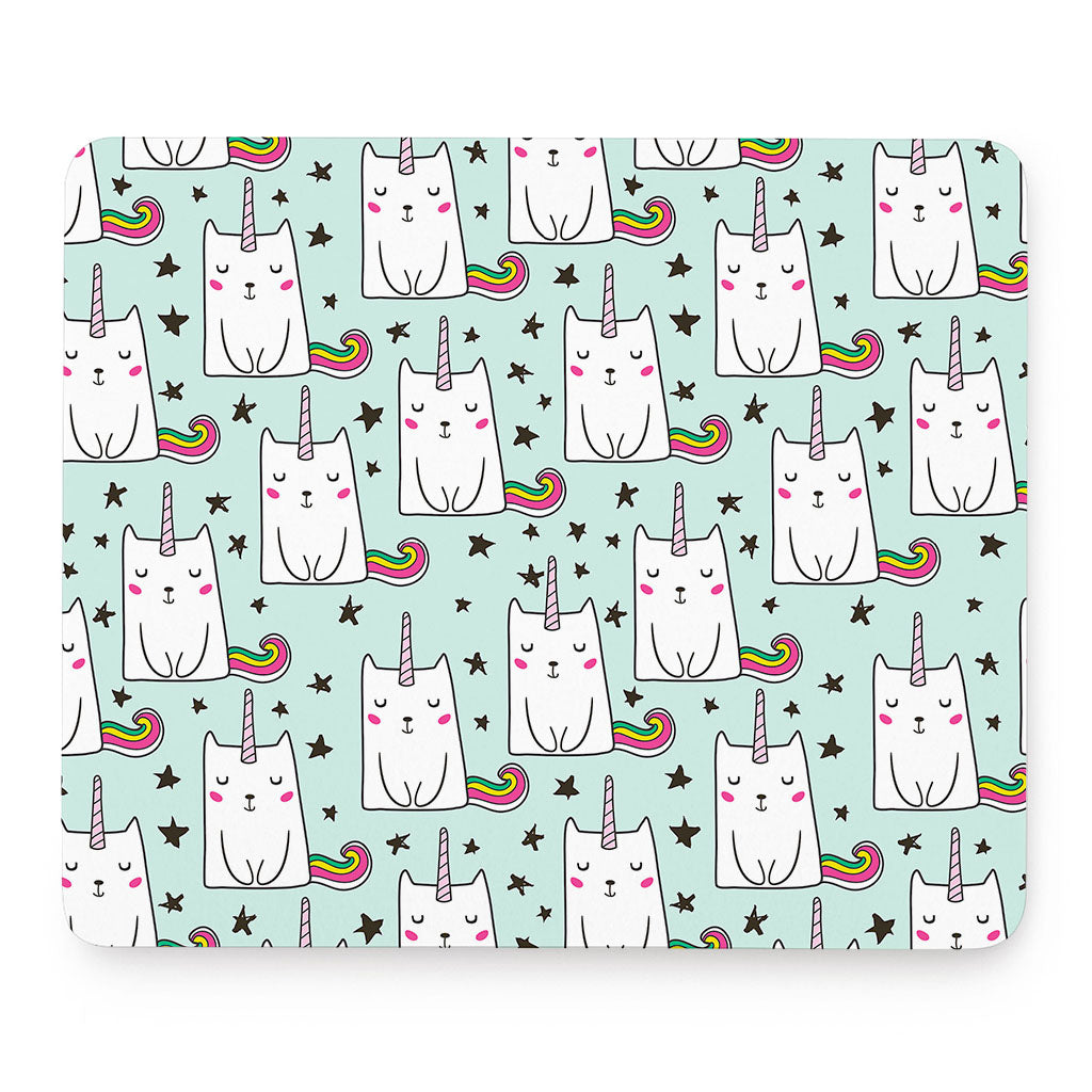 Cute Unicorn Cat Pattern Print Mouse Pad
