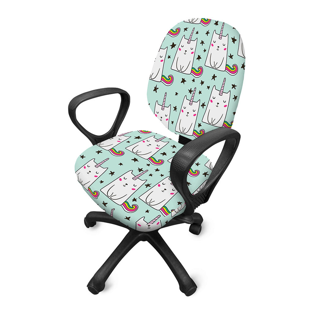 Cute Unicorn Cat Pattern Print Office Chair Cover