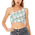 Cute Unicorn Cat Pattern Print One Shoulder Crop Top