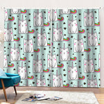 Cute Unicorn Cat Pattern Print Pencil Pleat Curtains
