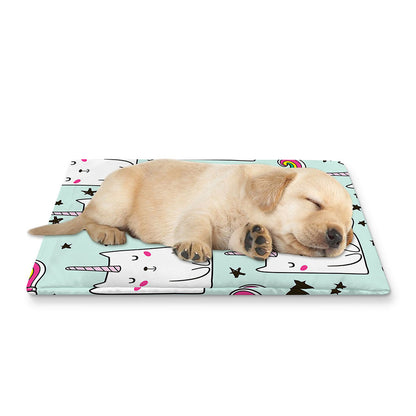 Cute Unicorn Cat Pattern Print Pet Cooling Mat Cover