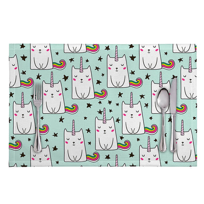 Cute Unicorn Cat Pattern Print Placemat