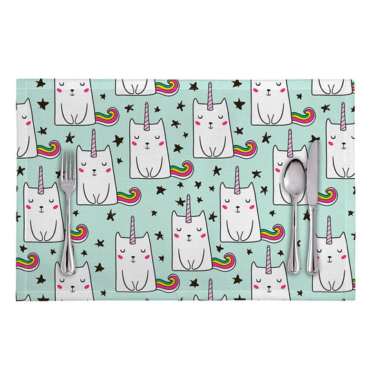 Cute Unicorn Cat Pattern Print Placemat
