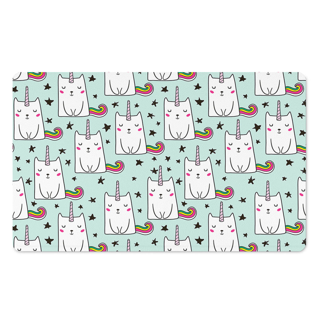 Cute Unicorn Cat Pattern Print Polyester Doormat