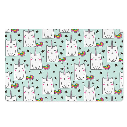 Cute Unicorn Cat Pattern Print Polyester Doormat