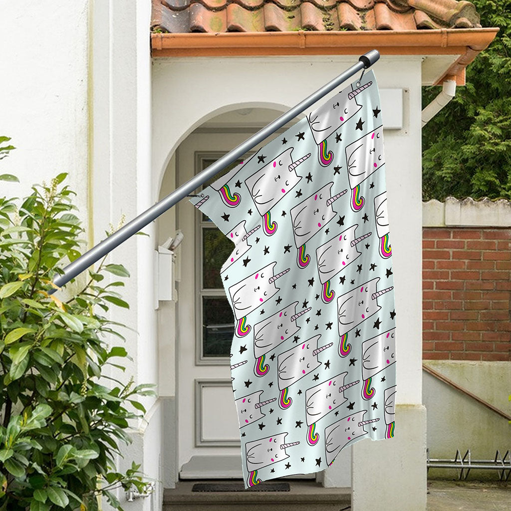 Cute Unicorn Cat Pattern Print Polyester Flag
