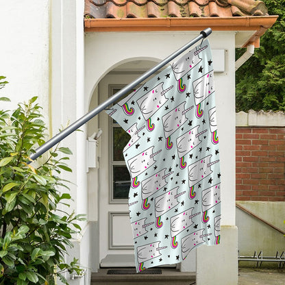 Cute Unicorn Cat Pattern Print Polyester Flag