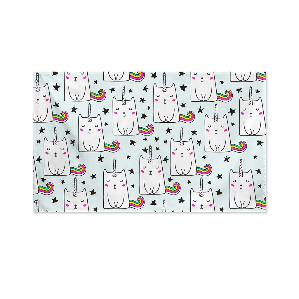 Cute Unicorn Cat Pattern Print Polyester Flag
