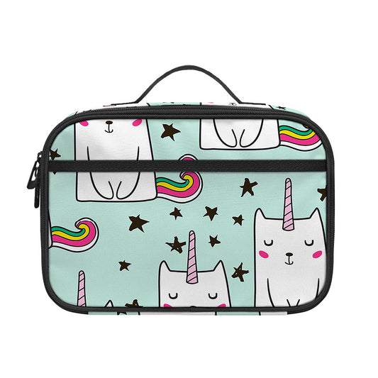 Cute Unicorn Cat Pattern Print Portable Lunch Bag