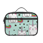 Cute Unicorn Cat Pattern Print Portable Lunch Bag