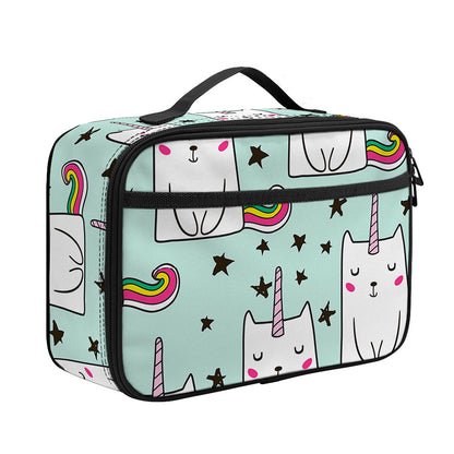 Cute Unicorn Cat Pattern Print Portable Lunch Bag