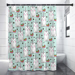 Cute Unicorn Cat Pattern Print Premium Shower Curtain
