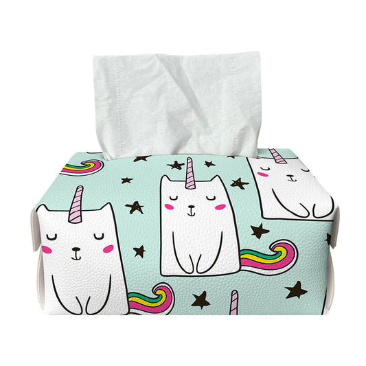 Cute Unicorn Cat Pattern Print Rectangle Tissue Box Cover