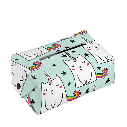 Cute Unicorn Cat Pattern Print Rectangle Tissue Box Cover