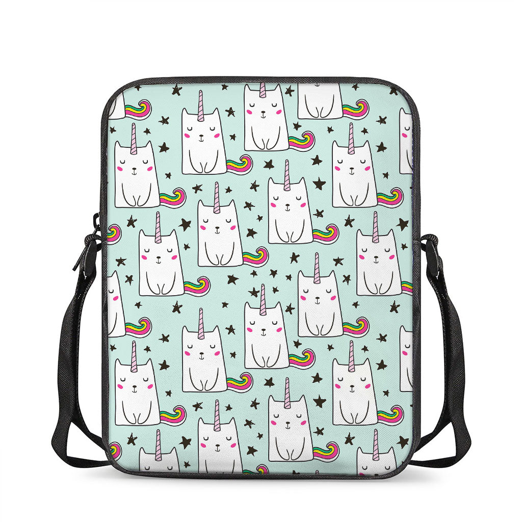 Cute Unicorn Cat Pattern Print Rectangular Crossbody Bag