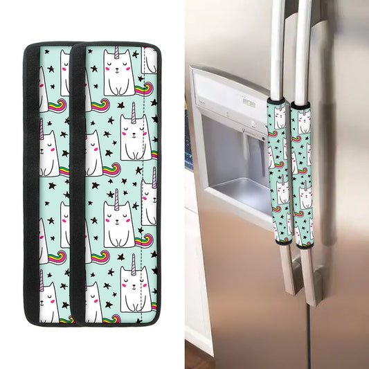 Cute Unicorn Cat Pattern Print Refrigerator Handle Covers