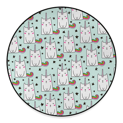 Cute Unicorn Cat Pattern Print Round Floor Mat