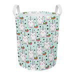 Cute Unicorn Cat Pattern Print Round Laundry Basket