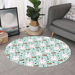 Cute Unicorn Cat Pattern Print Round Rug