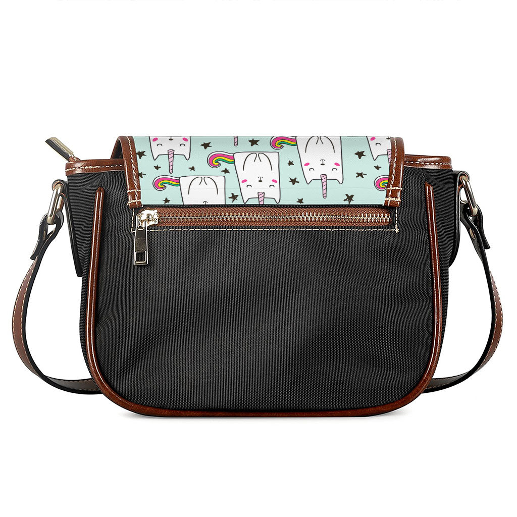 Cute Unicorn Cat Pattern Print Saddle Bag