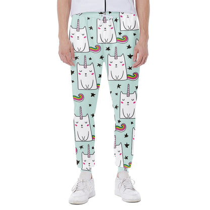 Cute Unicorn Cat Pattern Print Scuba Joggers