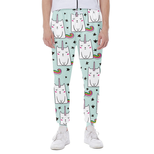 Cute Unicorn Cat Pattern Print Scuba Joggers
