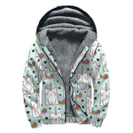 Cute Unicorn Cat Pattern Print Sherpa Lined Zip Up Hoodie