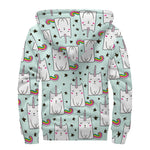 Cute Unicorn Cat Pattern Print Sherpa Lined Zip Up Hoodie
