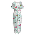 Cute Unicorn Cat Pattern Print Short Sleeve Long Nightdress