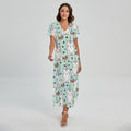Cute Unicorn Cat Pattern Print Short Sleeve Maxi Dress