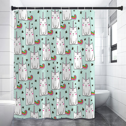 Cute Unicorn Cat Pattern Print Shower Curtain