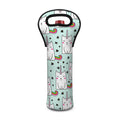 Cute Unicorn Cat Pattern Print Single Neoprene Wine Tote