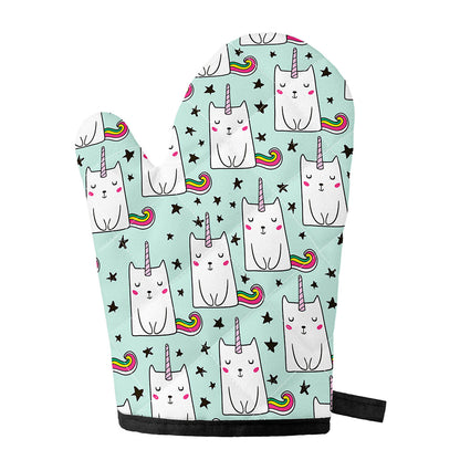 Cute Unicorn Cat Pattern Print Single Oven Mitt