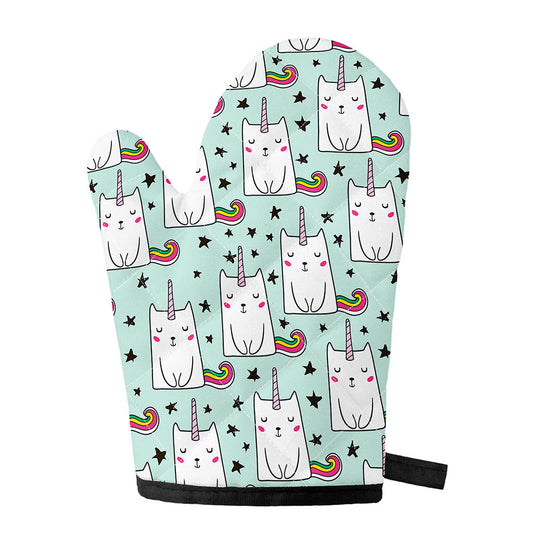 Cute Unicorn Cat Pattern Print Single Oven Mitt