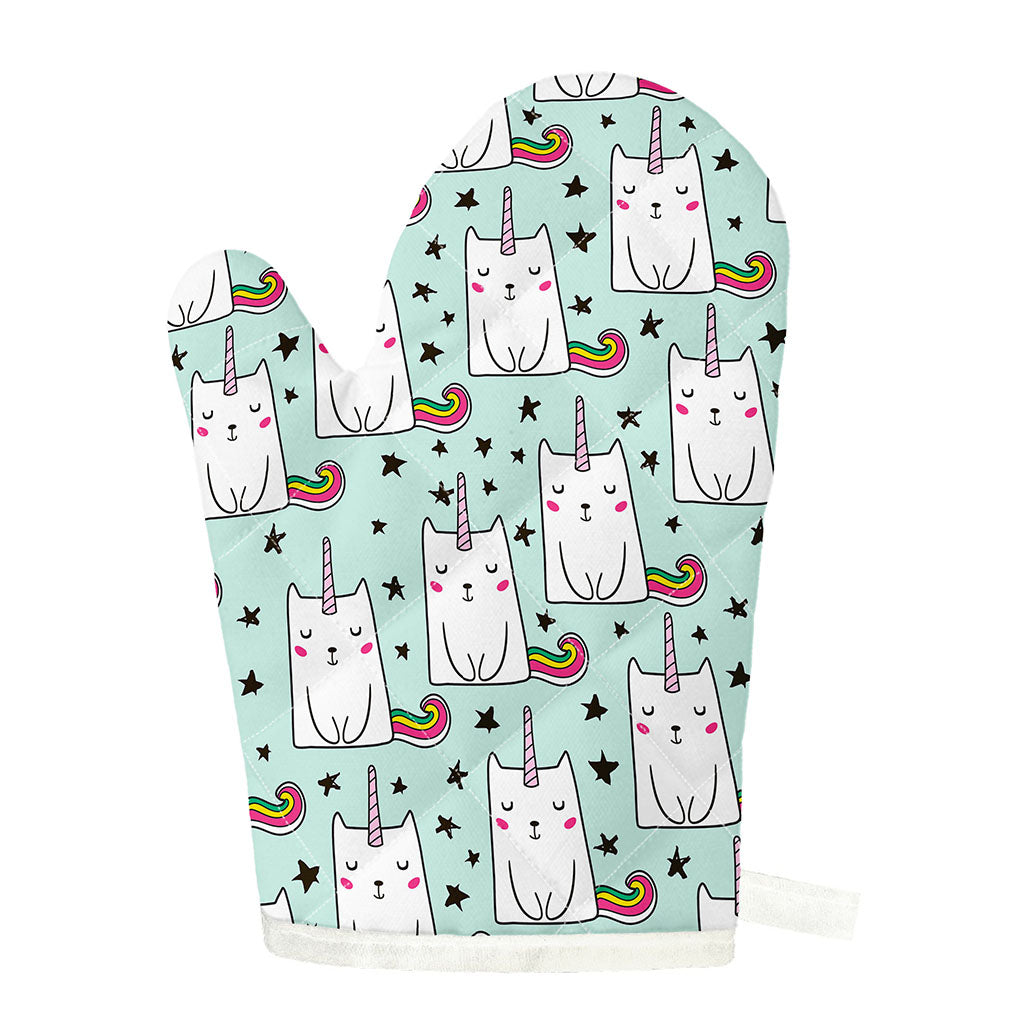 Cute Unicorn Cat Pattern Print Single Oven Mitt
