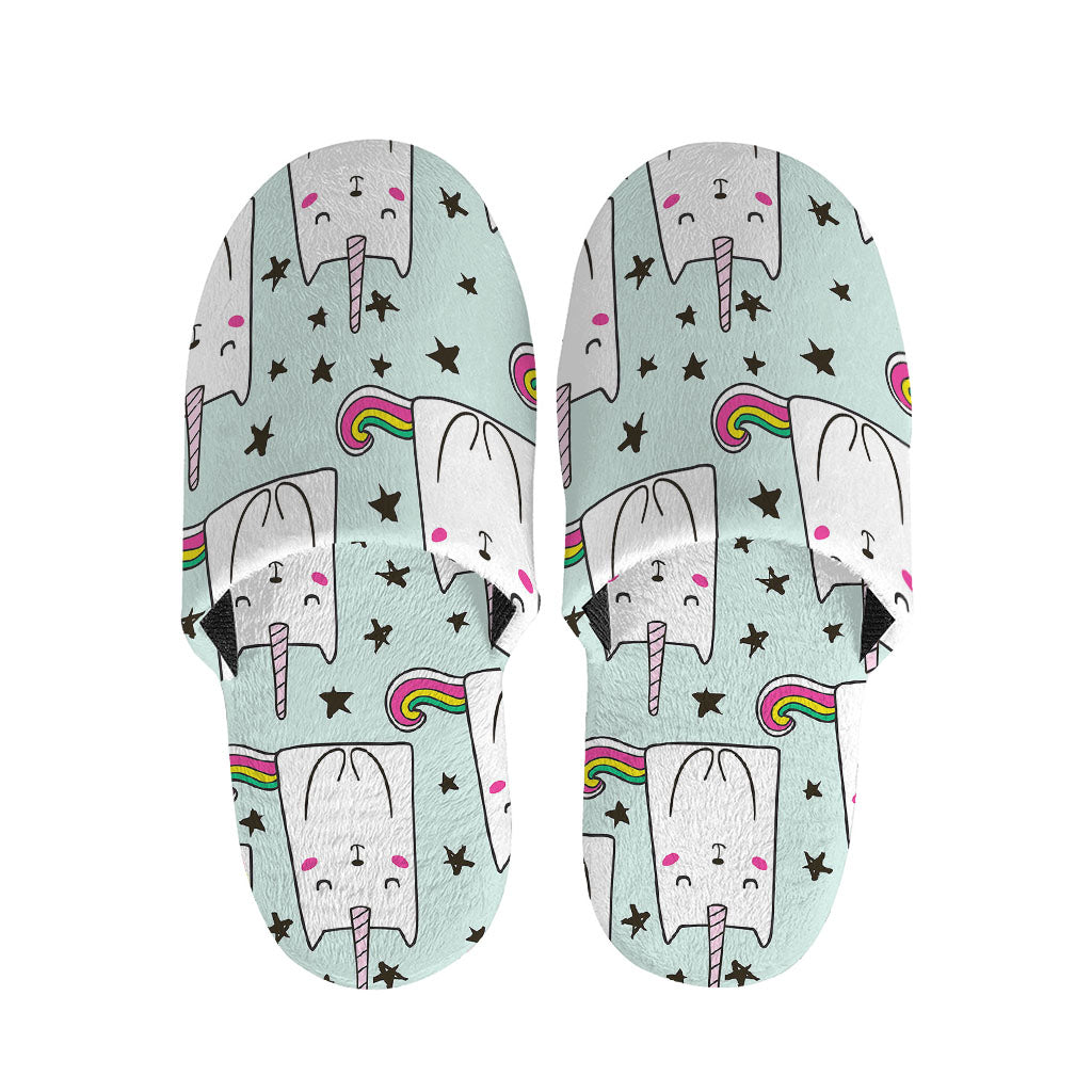 Cute Unicorn Cat Pattern Print Slippers