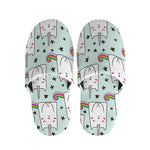 Cute Unicorn Cat Pattern Print Slippers