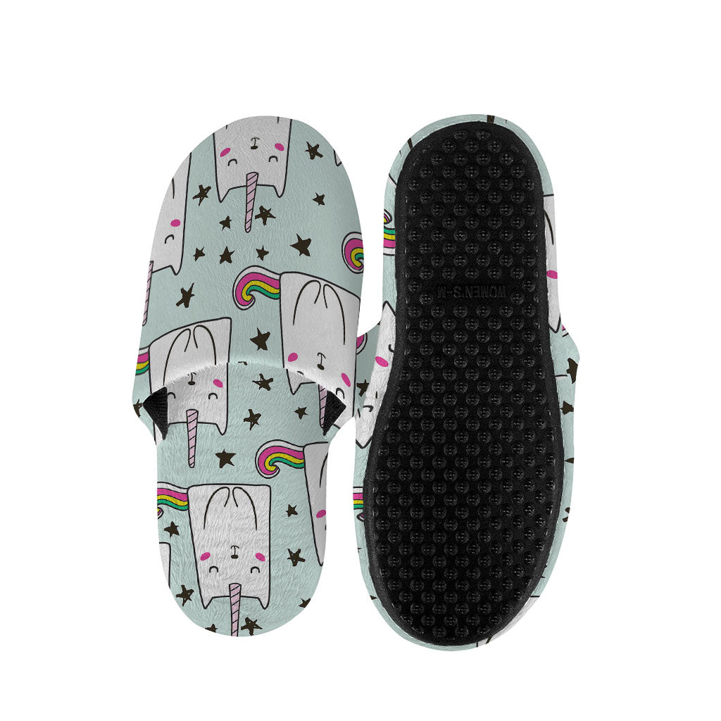 Cute Unicorn Cat Pattern Print Slippers