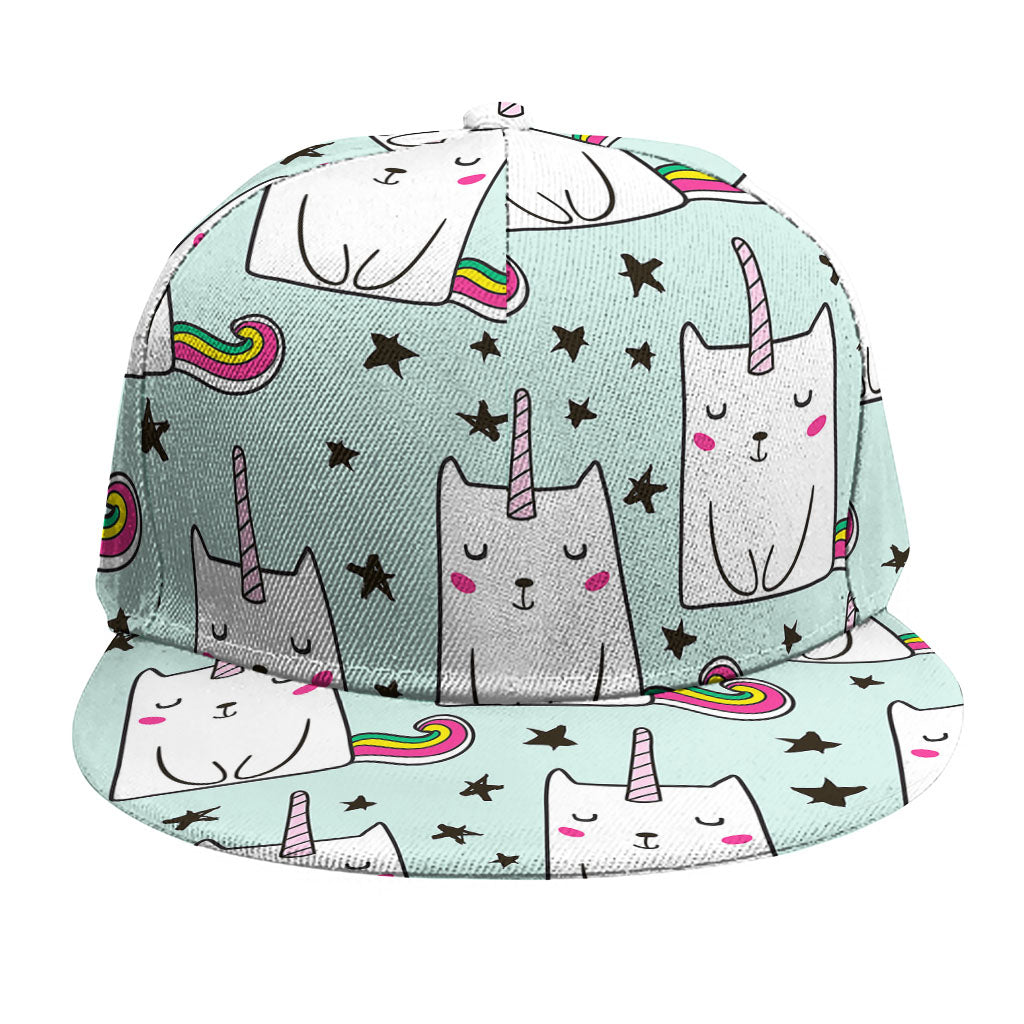 Cute Unicorn Cat Pattern Print Snapback Cap