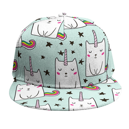 Cute Unicorn Cat Pattern Print Snapback Cap