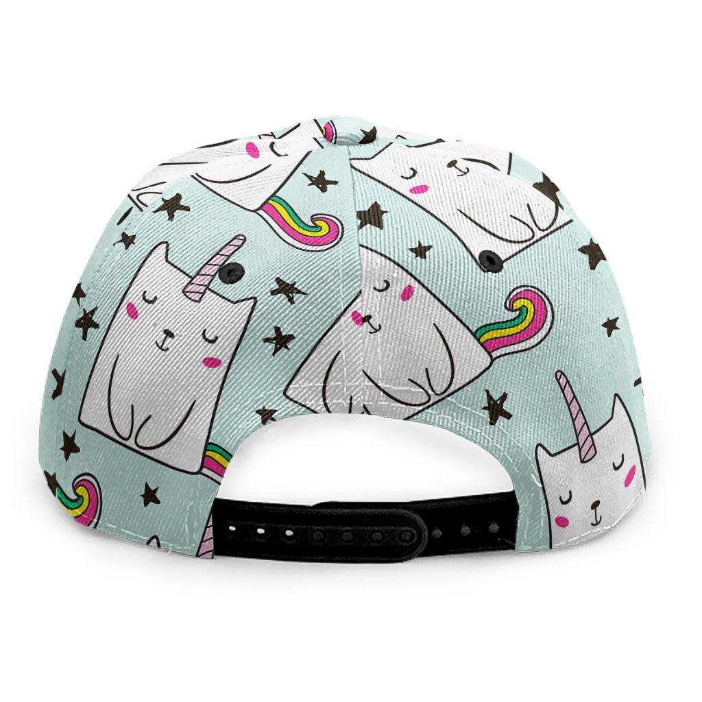 Cute Unicorn Cat Pattern Print Snapback Cap