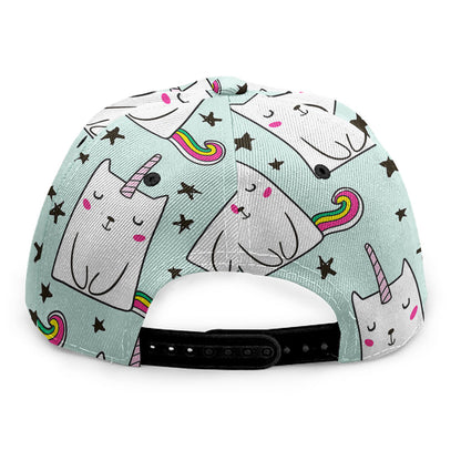 Cute Unicorn Cat Pattern Print Snapback Cap