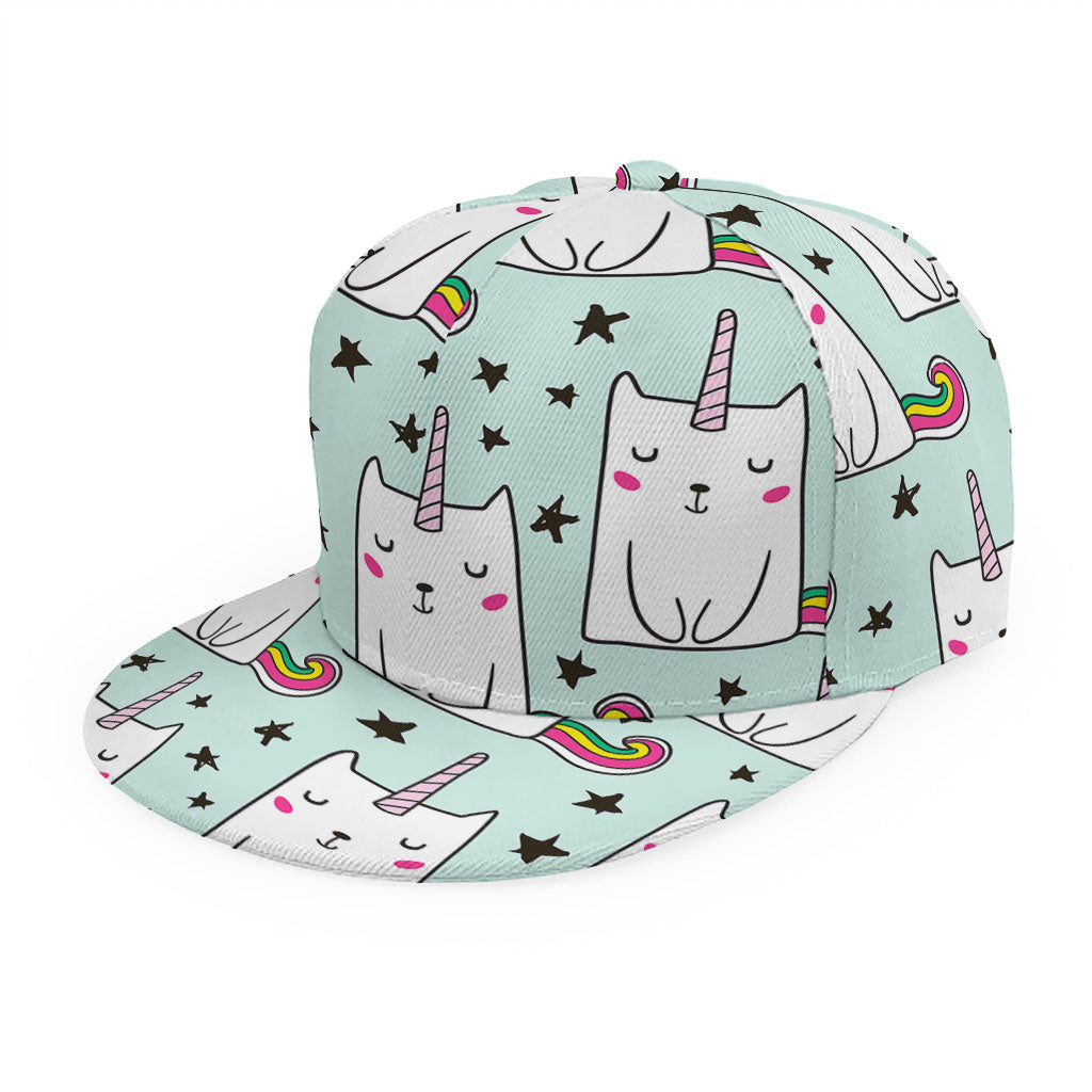 Cute Unicorn Cat Pattern Print Snapback Cap