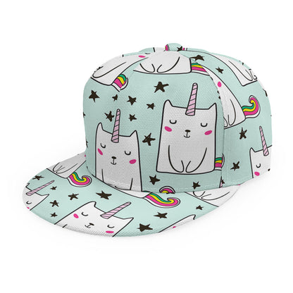 Cute Unicorn Cat Pattern Print Snapback Cap