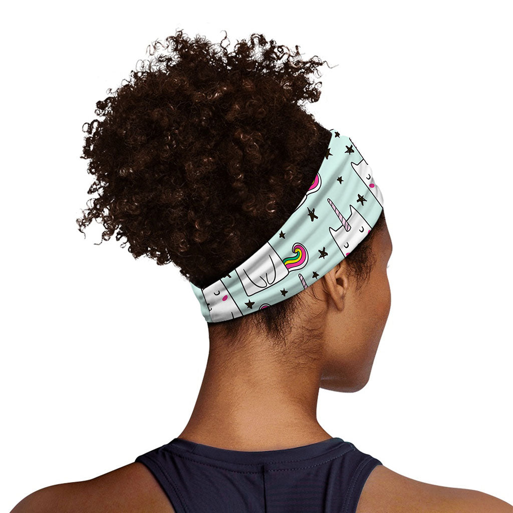 Cute Unicorn Cat Pattern Print Sports Headband