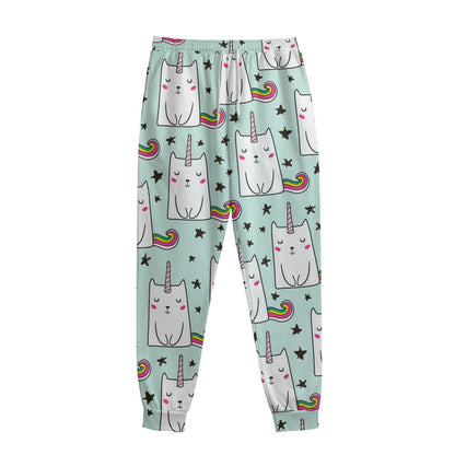 Cute Unicorn Cat Pattern Print Sweatpants