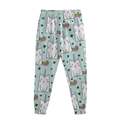 Cute Unicorn Cat Pattern Print Sweatpants